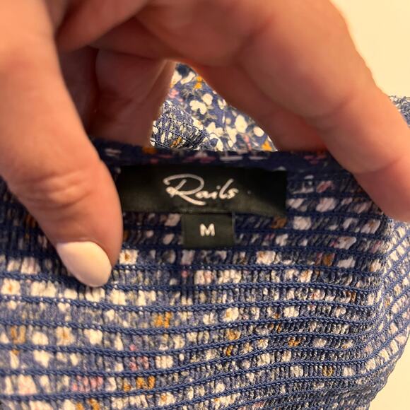 Rails Zana Floral Smocked Long Sleeve Mini Dress Size Medium - Picture 6 of 12